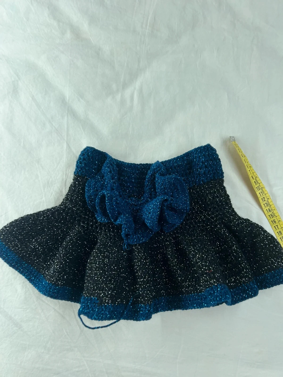 Saia costurada à mão tamanho único vintage azul escuro – photo 2